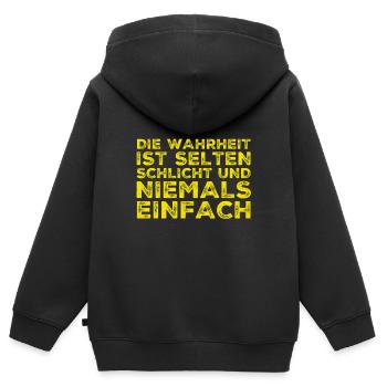 die Wahrheit ist nicht einfach - Kinder Premium Organic Zip Hoodie - Schwarz - Hinten - AI Model Kid Male (0cm)