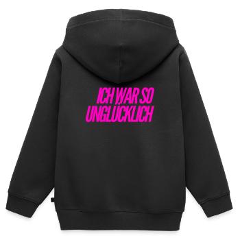 nun bin ich glücklich - Kinder Premium Organic Zip Hoodie - Schwarz - Hinten - AI Model Kid Male (0cm)