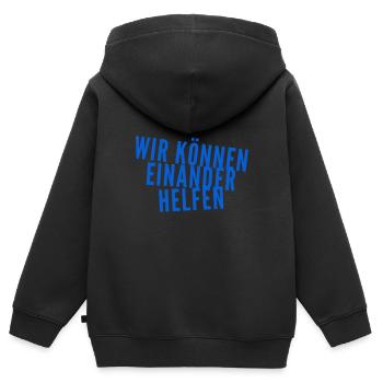 gegenseitige Hilfe - Kinder Premium Organic Zip Hoodie - Schwarz - Hinten - AI Model Kid Male (0cm)