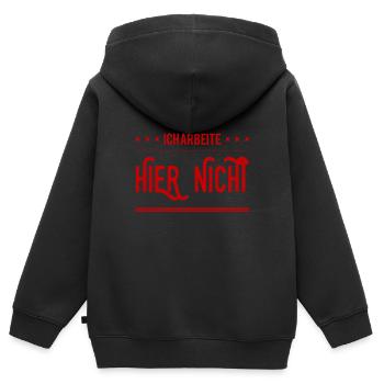 ich arbeite hier nicht - Kinder Premium Organic Zip Hoodie - Schwarz - Hinten - AI Model Kid Male (0cm)