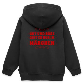 nur im Märchen - Kinder Premium Organic Zip Hoodie - Schwarz - Hinten - AI Model Kid Male (0cm)