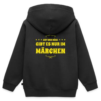 ich mag keine Märchen - Kinder Premium Organic Zip Hoodie - Schwarz - Hinten - AI Model Kid Male (0cm)