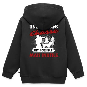 Chasse - Sweat Premium à capuche zippé enfant bio - noir - Dos - AI Model Kid Male (0cm)