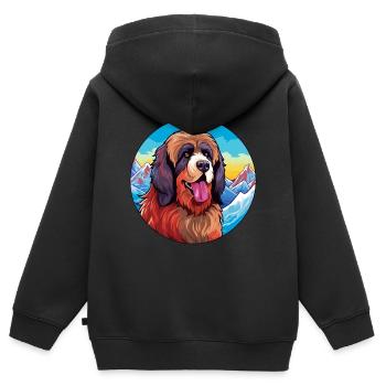 Tibetischer Mastiff Hunderasse Cartoon Kawaii Watercolo - Kinder Premium Organic Zip Hoodie - Schwarz - Hinten - AI Model Kid Male (0cm)