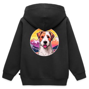 Draht Foxterrier Hunderasse Karikatur Kawaii Watercol - Kinder Premium Organic Zip Hoodie - Schwarz - Hinten - AI Model Kid Male (0cm)