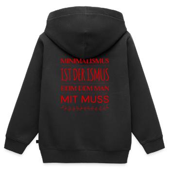 ich lebe minimalistisch - Kinder Premium Organic Zip Hoodie - Schwarz - Hinten - AI Model Kid Male (0cm)