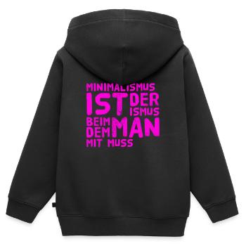 Minimalismus ist super - Kinder Premium Organic Zip Hoodie - Schwarz - Hinten - AI Model Kid Male (0cm)