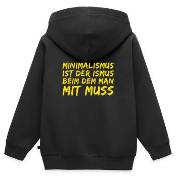 Minimalismus ist toll - Kinder Premium Organic Zip Hoodie - Schwarz - Hinten - AI Model Kid Male (0cm)