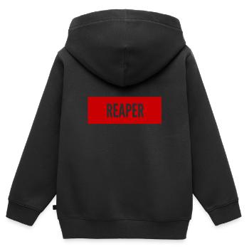 Vorsicht Sensenmann - Kinder Premium Organic Zip Hoodie - Schwarz - Hinten - AI Model Kid Male (0cm)