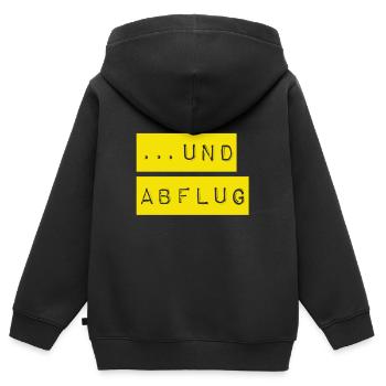 auf geht`s - Kinder Premium Organic Zip Hoodie - Schwarz - Hinten - AI Model Kid Male (0cm)