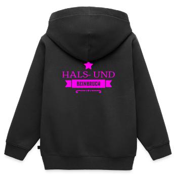 viel Glück - Kinder Premium Organic Zip Hoodie - Schwarz - Hinten - AI Model Kid Male (0cm)
