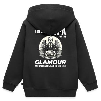 CPA Chronicles: Glamour und Aufregung enthüllt - Kinder Premium Organic Zip Hoodie - Schwarz - Hinten - AI Model Kid Male (0cm)