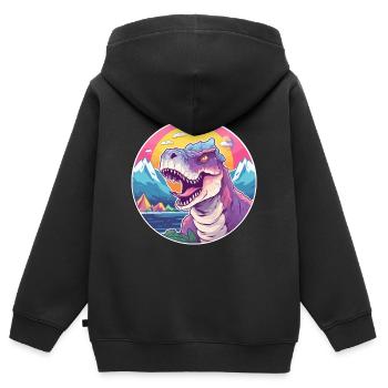 Dinosaure Aquarelle Dessin Animé Kawaii Animal Animal Colo - Sweat Premium à capuche zippé enfant bio - noir - Dos - AI Model Kid Male (0cm)