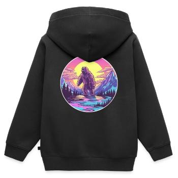 Big Foot Aquarell Karikatur Kawaii Haustier Tier Colo - Kinder Premium Organic Zip Hoodie - Schwarz - Hinten - AI Model Kid Male (0cm)