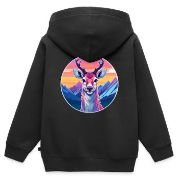 Antilope aquarelle dessin animé kawaii animal animal Colo - Sweat Premium à capuche zippé enfant bio - noir - Dos - AI Model Kid Male (0cm)