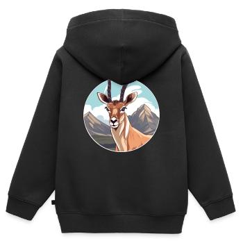 Antilope aquarelle dessin animé kawaii animal animal Colo - Sweat Premium à capuche zippé enfant bio - noir - Dos - AI Model Kid Male (0cm)