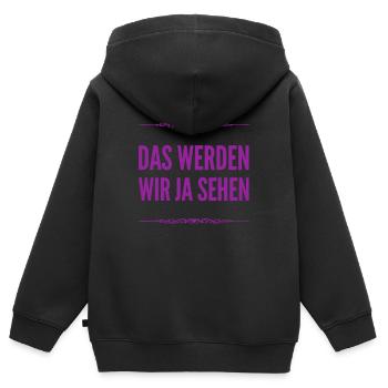 mal schauen - Kinder Premium Organic Zip Hoodie - Schwarz - Hinten - AI Model Kid Male (0cm)