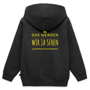 mal sehen - Kinder Premium Organic Zip Hoodie - Schwarz - Hinten - AI Model Kid Male (0cm)