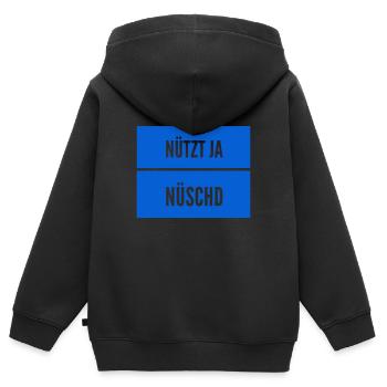 die richtige Einstellung - Kinder Premium Organic Zip Hoodie - Schwarz - Hinten - AI Model Kid Male (0cm)