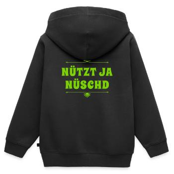 ich habe die richtige Einstellung - Kinder Premium Organic Zip Hoodie - Schwarz - Hinten - AI Model Kid Male (0cm)