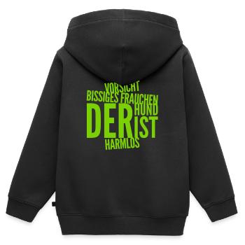 bissiges Frauchen - Kinder Premium Organic Zip Hoodie - Schwarz - Hinten - AI Model Kid Male (0cm)