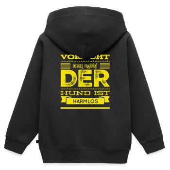 gefährliches Frauchen - Kinder Premium Organic Zip Hoodie - Schwarz - Hinten - AI Model Kid Male (0cm)