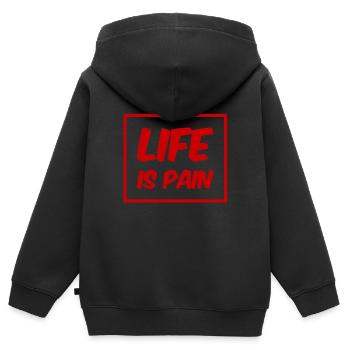 La vie est douleur - Sweat Premium à capuche zippé enfant bio - noir - Dos - AI Model Kid Male (0cm)