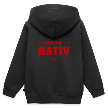 digital Nativ - Kinder Premium Organic Zip Hoodie - Schwarz - Hinten - AI Model Kid Male (0cm)