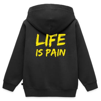 Leben bedeutet Schmerz - Kinder Premium Organic Zip Hoodie - Schwarz - Hinten - AI Model Kid Male (0cm)