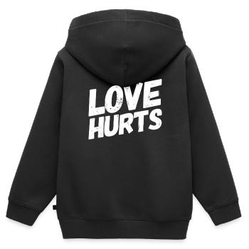 Liebe und Schmerz - Kinder Premium Organic Zip Hoodie - Schwarz - Hinten - AI Model Kid Male (0cm)