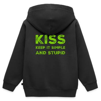 einfach ist genial - Kinder Premium Organic Zip Hoodie - Schwarz - Hinten - AI Model Kid Male (0cm)