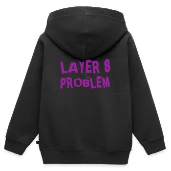 a Layer 8 problem - Kids Premium Organic Zip-up Hoodie - black - Back - AI Model Kid Male (0cm)