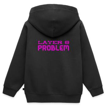 this is a Layer 8 problem - Kids Premium Organic Zip-up Hoodie - black - Back - AI Model Kid Male (0cm)