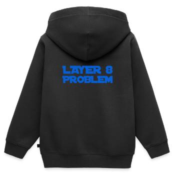 Layer 8 is problematic - Kids Premium Organic Zip-up Hoodie - black - Back - AI Model Kid Male (0cm)