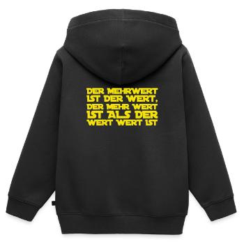 der Wert des Mehrwertes - Kinder Premium Organic Zip Hoodie - Schwarz - Hinten - AI Model Kid Male (0cm)