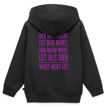 wertvoller Wert - Kinder Premium Organic Zip Hoodie - Schwarz - Hinten - AI Model Kid Male (0cm)