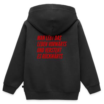 Lebenserfahrung ist fantastisch - Kinder Premium Organic Zip Hoodie - Schwarz - Hinten - AI Model Kid Male (0cm)