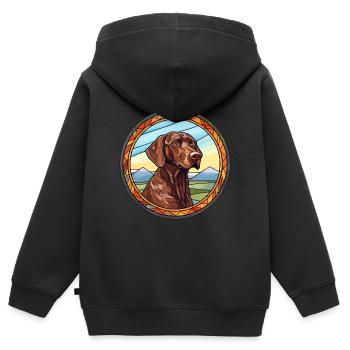 Auvergne Vorstehhund Rasse Buntglas Bunt - Kinder Premium Organic Zip Hoodie - Schwarz - Hinten - AI Model Kid Male (0cm)