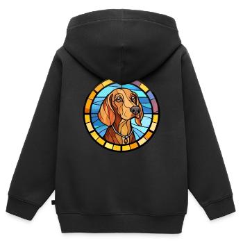 American Waterhound Dog Rasse Buntglas Farbe - Kinder Premium Organic Zip Hoodie - Schwarz - Hinten - AI Model Kid Male (0cm)