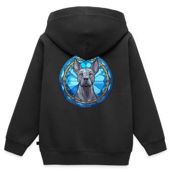 Blauer Thai Ridgeback Hund Rasse Buntglas Farbe - Kinder Premium Organic Zip Hoodie - Schwarz - Hinten - AI Model Kid Male (0cm)