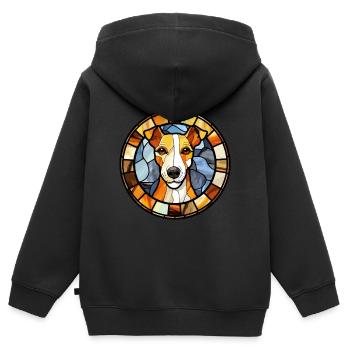 Chilenischer Foxterrier Hunderasse Buntglas Colorf - Kinder Premium Organic Zip Hoodie - Schwarz - Hinten - AI Model Kid Male (0cm)