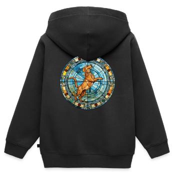 Córdoba Kampfhund Rasse Buntglas Bunt - Kinder Premium Organic Zip Hoodie - Schwarz - Hinten - AI Model Kid Male (0cm)