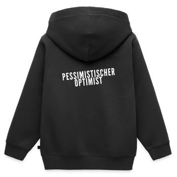 ich bin ein pessimistischer Optimist - Kinder Premium Organic Zip Hoodie - Schwarz - Hinten - AI Model Kid Male (0cm)