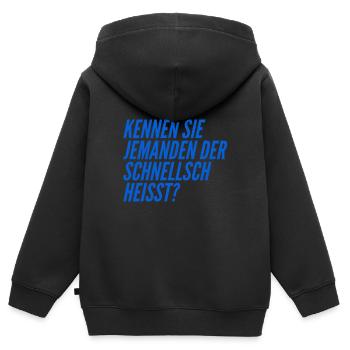 komischer Name - Kinder Premium Organic Zip Hoodie - Schwarz - Hinten - AI Model Kid Male (0cm)