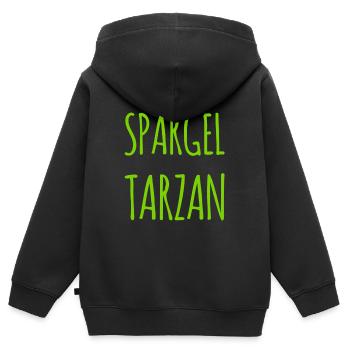 Spargeltarzan - Kinder Premium Organic Zip Hoodie - Schwarz - Hinten - AI Model Kid Male (0cm)