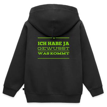 es war klar - Kinder Premium Organic Zip Hoodie - Schwarz - Hinten - AI Model Kid Male (0cm)