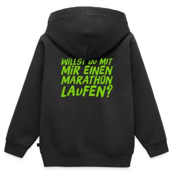 Lust auf einen Marathon? - Kinder Premium Organic Zip Hoodie - Schwarz - Hinten - AI Model Kid Male (0cm)