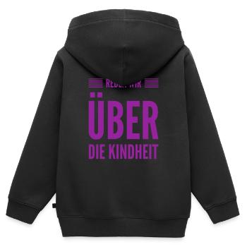 ein paar Worte zur Kindheit - Kinder Premium Organic Zip Hoodie - Schwarz - Hinten - AI Model Kid Male (0cm)