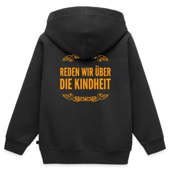 unsere Kindheit - Kinder Premium Organic Zip Hoodie - Schwarz - Hinten - AI Model Kid Male (0cm)