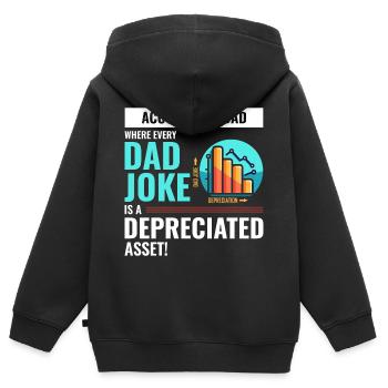Comptable Papa Blague Actif Amorti Fête des Pères - Sweat Premium à capuche zippé enfant bio - noir - Dos - AI Model Kid Male (0cm)